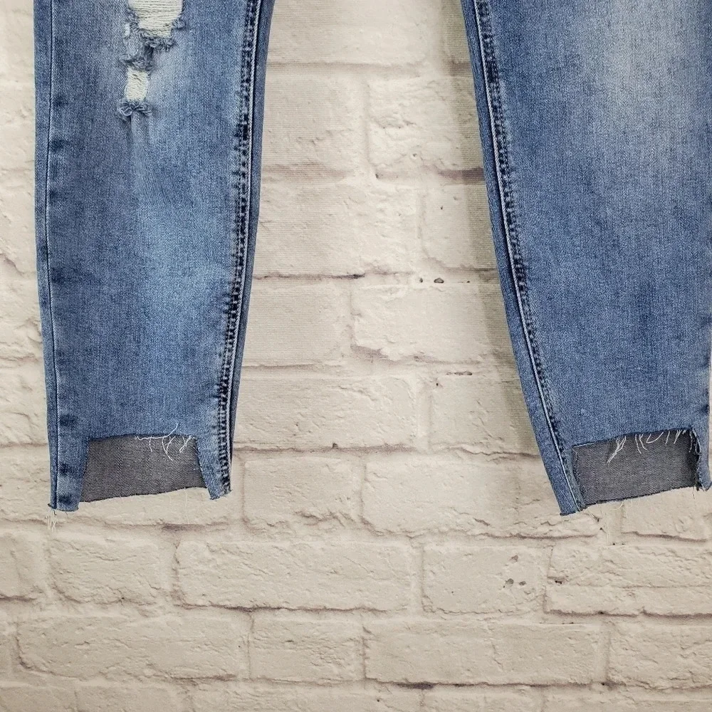Forever 21 Distressed Step Hem High Rise Jeans